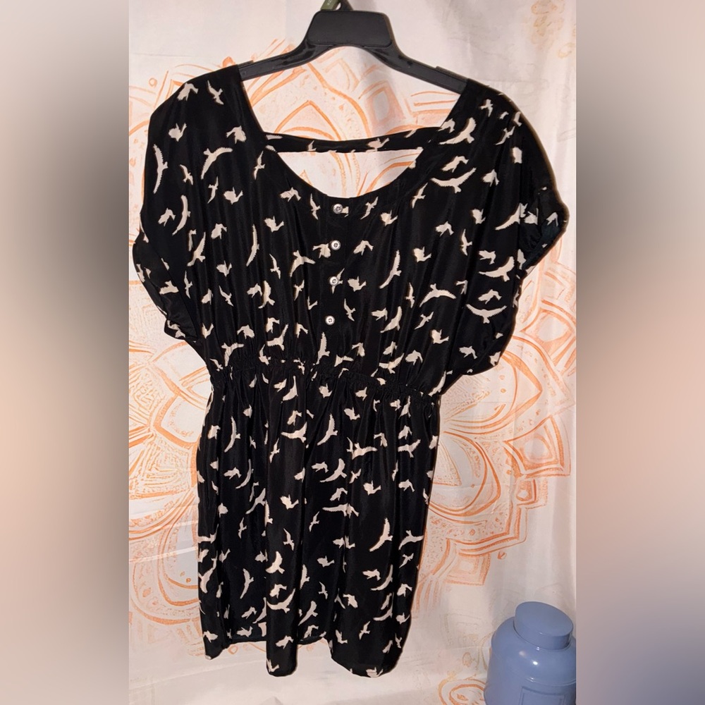 Forever 21 Green Sleeveless Wrap Jumpsuit w/ a Black Bird Print Mini Dress - Picture 10 of 14